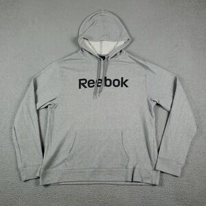 Reebok Gray Lace Tie Pullover Hoodie Sweater Sweatshirt Mens Size 2XL